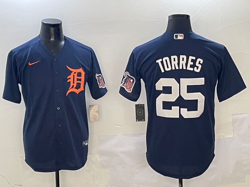 Men Detroit Tigers #25 Torres Drak Blue Game 2025 Nike MLB Jersey style 3121